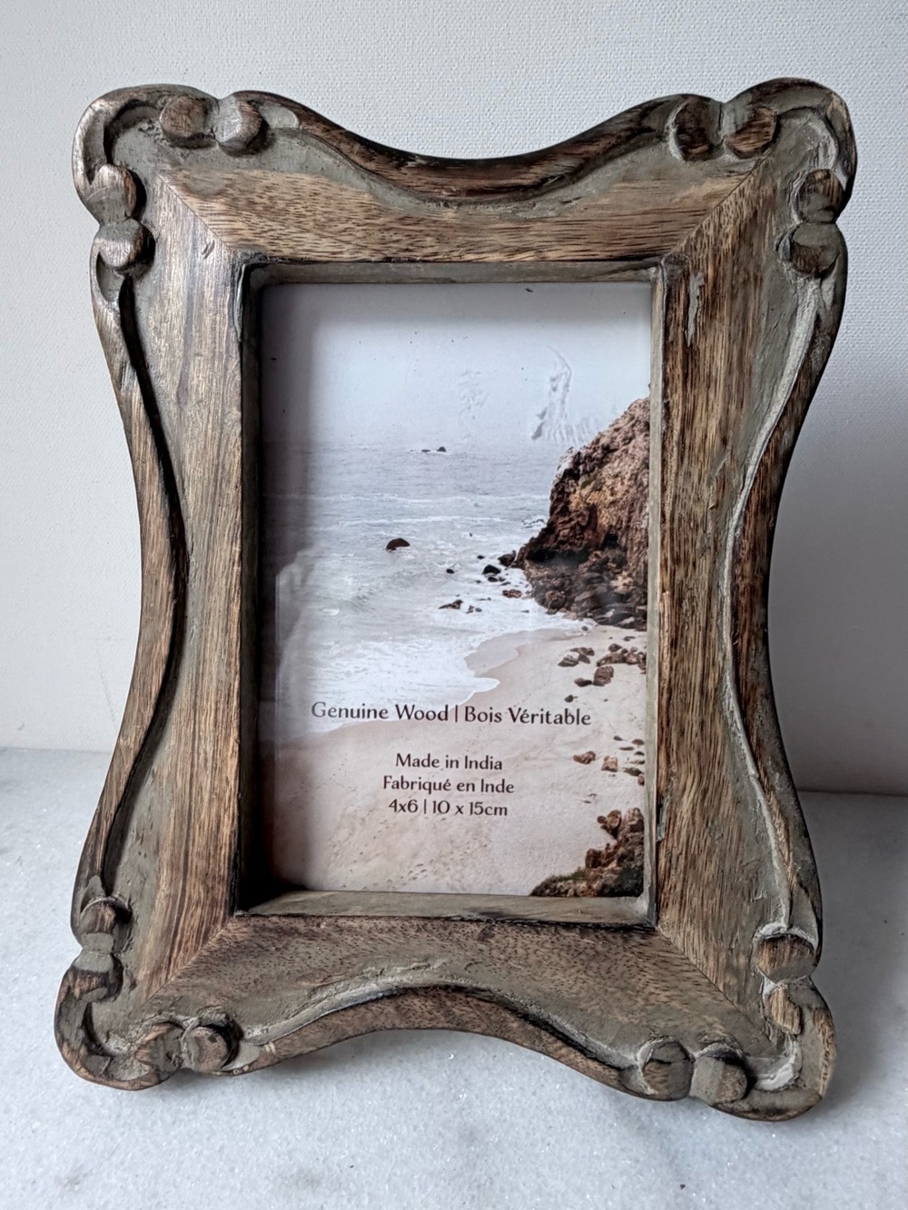 Genuine Wood Distressed Brown Photo Frame - Home Accents 4”x6” photo - Picture 3 of 9